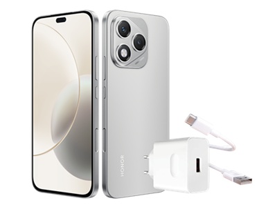 Smartphone Honor 400 Lite - 6.7" AMOLED, 8GB RAM, 256GB, Dual SIM, 4G LTE, Dual SIM, Silver, Cargador Incluido Super Charge 65W, Carcasa incluida
