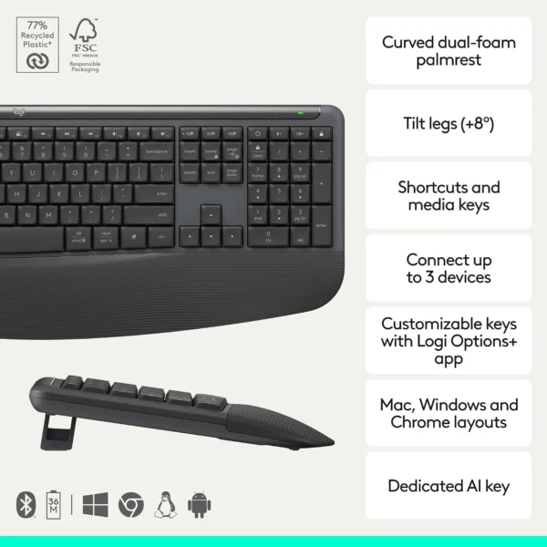 Logitech Signature Comfort Plus MK880 Combo Inalámbrico Español