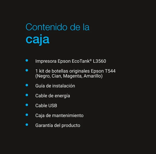 Epson EcoTank L3560 – Multifuncional Wi‑Fi 3 en 1, Tanque de Tinta